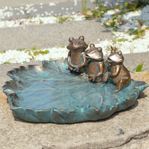 Baños de Pájaros MUMTOP para Exteriores, Baño de Jardín Antiguo para Exteriores de Resina con Tazón de Baño de Pájaros con Adornos de Ranas Vintage