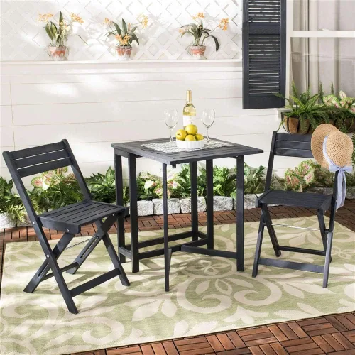 Miniatura 12 de Safavieh Outdoor Collection Gallo Ash Grey Acacia Wood Juego de 3 piezas Balcón Bistro PAT6751C Gris cenizo