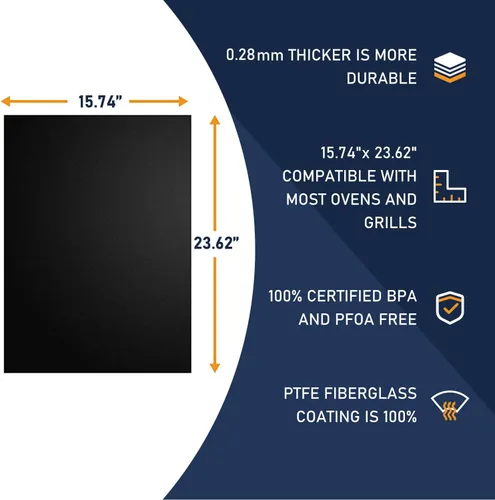 Miniatura 4 de Meegoo Revestimientos de horno para la parte inferior del horno, paquete de 4 forros grandes antiadherentes para horno, tapete de horno para la Negro