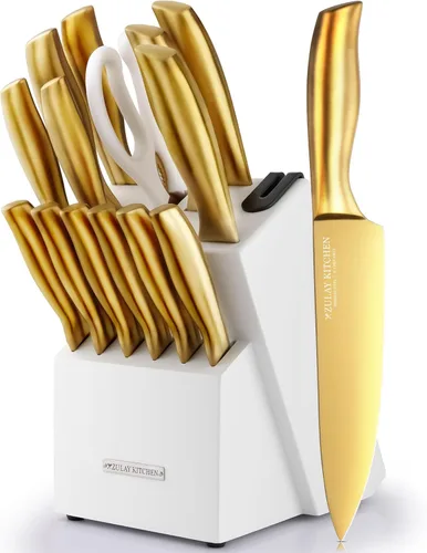 Miniatura 11 de Zulay - Juego de cuchillos de cocina de acero inoxidable de 15 piezas con afilador integrado, cuchillos ultra afilados y resistentes al óxido