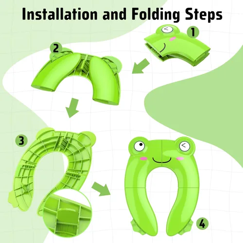 Miniatura 3 de Asiento de orinal portátil para viajes de niños pequeños - Funda de asiento de inodoro plegable antideslizante para entrenamiento de ir al baño