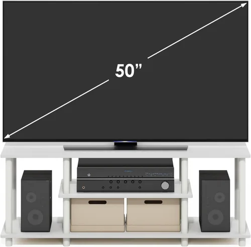Miniatura 3 de Furinno Turn-N-Tube - Soporte para televisor de 3 niveles, instalación 3D sin herramientas, consola de entretenimiento para televisores de hasta 50
