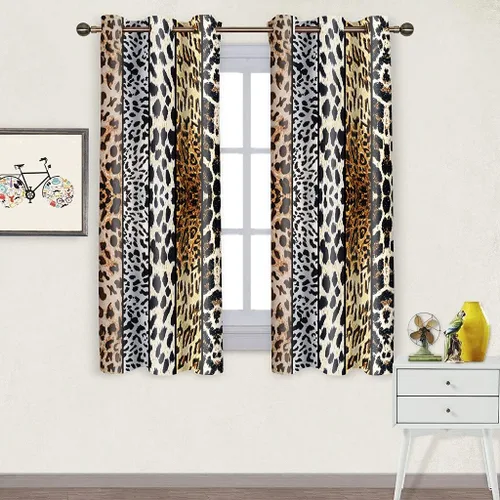 Miniatura 11 de Cortina opaca con estampado de animales salvajes, para oscurecer la habitación, con aislamiento térmico, con ojales para sala, comedor, dormitorio