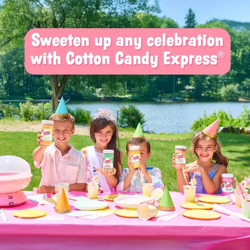 Miniatura 6 de Cotton Candy Express Floss Sugar Plus Conos con 3 frascos de plástico de 11 oz de chicle, manzana verde y azúcares para algodón de azúcar sabor piña
