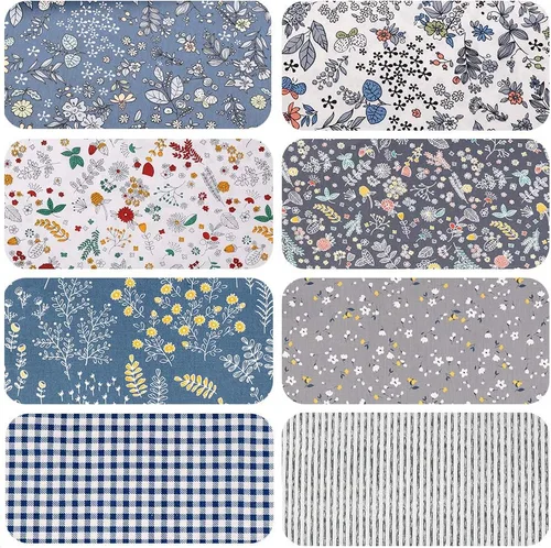 Miniatura 2 de 8 paquetes de tela floral para cuartos, tela precortada para costura, 18 x 22 pulgadas multi