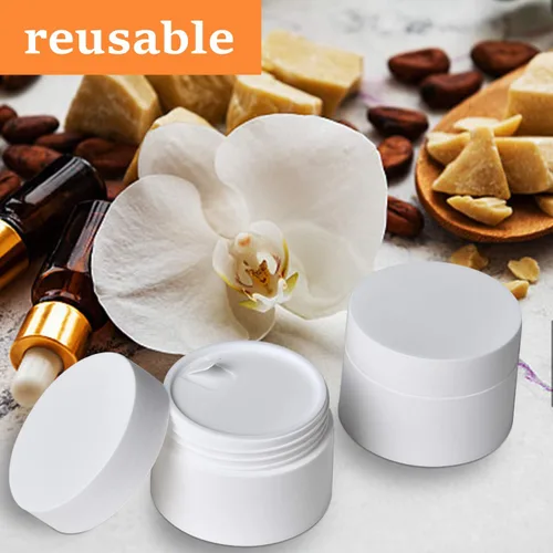 Miniatura 5 de Recipientes de plástico blanco para loción con forros interiores y tapas de cúpula para cosméticos de maquillaje, cremas, lociones, almacenamiento