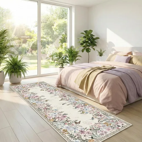 Alfombra de pasillo de cocina de 2 x 6 pies para pasillo, alfombra de pasillo lavable con parte trasera antideslizante, alfombra suave de pelo bajo