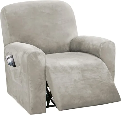 Miniatura 30 de H.VERSAILTEX Fundas elásticas de terciopelo para sillón reclinable, fundas para silla reclinable estilo de 4 piezas, funda para sillón reclinable