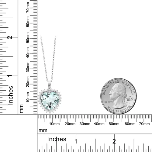 Miniatura 10 de Gem Stone King Collar de corazón de plata de ley 925 Collar con colgante de halo de amor para mujer 1/2 pulgada con cadena de plata