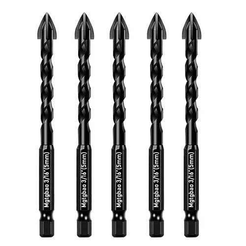 Miniatura 15 de 10 piezas de brocas de mampostería negras de 3 mm, juego de brocas de hormigón de 1/8” para azulejos, ladrillo, plástico y madera, punta de carburo