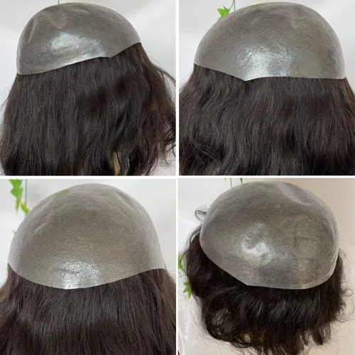 Miniatura 2 de Voloria Toupee de 12 pulgadas para hombre, piel ultrafina, pieza de pelo humano virgen europeo, piezas de sistema de reemplazo para hombres