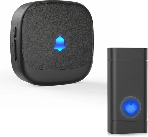 Campanas de puerta inalámbricas para hogares, kits de timbre con 1 transmisor, 1 receptor, funcionamiento impermeable a un rango de 1000 pies, 48