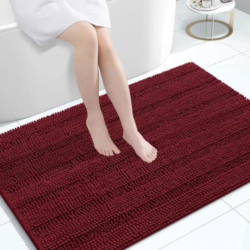 Miniatura 239 de Grandaily Alfombras de baño de felpilla a rayas de 24 x 16 pulgadas, extra gruesas y suaves, absorbentes, parte trasera de goma, alfombra de ducha