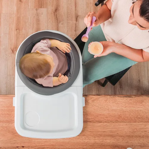 Miniatura 9 de Chicco FastLock 360 Trona Giratoria con Gancho, Trona Portátil para Bebés y Niños Pequeños, Se Instala en Segundos Carbón/Gris