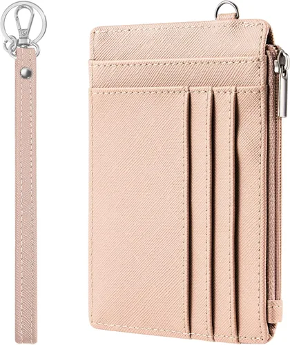 Miniatura 10 de SEAVILIA Billetera pequeña para mujer, delgada, llavero, carteras RFID para tarjetas de crédito con bolsillo con cremallera, ventana