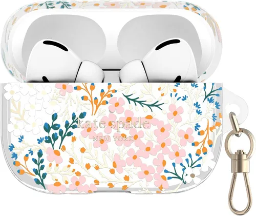Miniatura 22 de Kate Spade New York Estuche Protector para AirPods Pro con Anillo para Llavero - Flowerbed Blue, Compatible con AirPods Pro de 2ª / 1ª