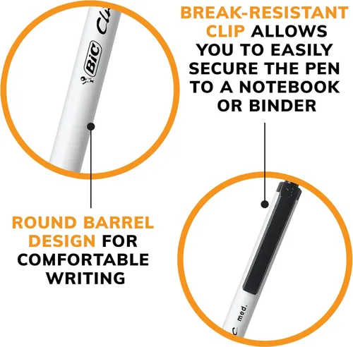 Miniatura 6 de Bolígrafo retráctil Bic Clic Stic, de punta mediana (0.04 pulgadas), estuche de 12 unidades, Negro