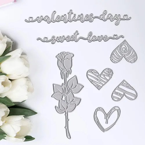 Miniatura 5 de Hying Troqueles de corte de rosas para el día de San Valentín para hacer tarjetas y decoraciones de álbumes de fotos, marco de corazón, troquelados
