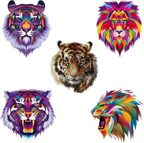 Miniatura 10 de 12 calcomanías termoadhesivas para planchar de león de tigre, ropa de transferencia de calor, camisetas, parches de animales, calcomanías