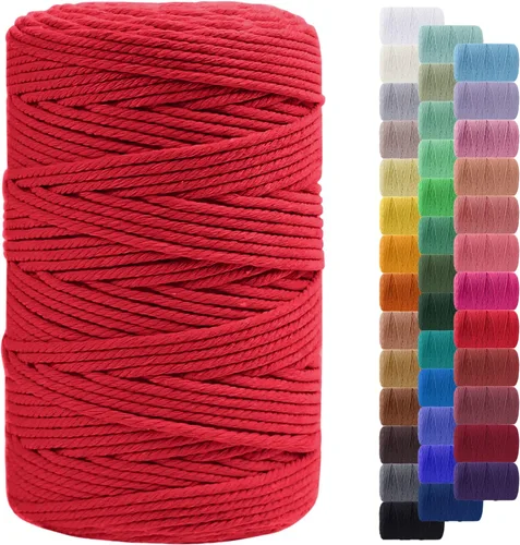 Miniatura 130 de Cuerda de macramé de 0.079 in para 219 yardas, cuerda de algodón natural para manualidades, hilo de cuerda de macramé de colores para colgar