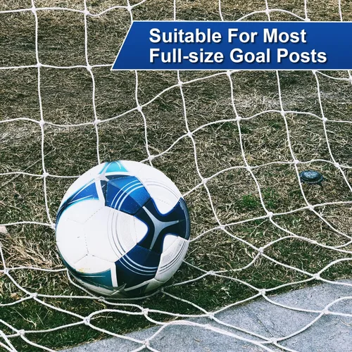 Miniatura 4 de 2 redes de repuesto para portería de fútbol, 24 x 8 pies, 20 x 6.5 pies, red de fútbol de polietileno y poliéster de 10 x 6.5 pies, juego de redes