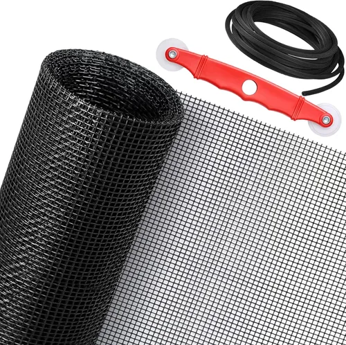 Kit de Reemplazo de Malla para Ventana, Malla de Fibra de Vidrio de 48'' x 99'' con Herramienta Enrolladora y Cordón Retenedor de Malla, Malla de