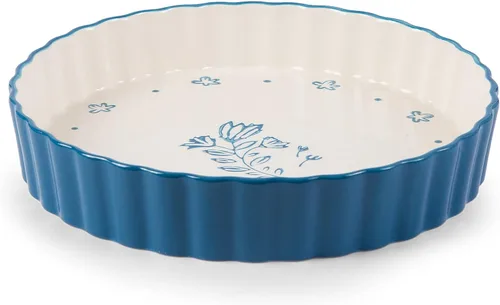 Sartén para tartas de cerámica para quiche, bandeja para tartas de 9 pulgadas de profundidad, sartén para quiche
