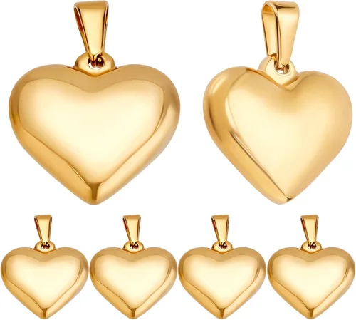 Miniatura 11 de Beebeecraft 1 caja de 18 quilates chapado en oro de latón/acero inoxidable corazón colgantes colgantes colgantes para el día de la madre, regalos