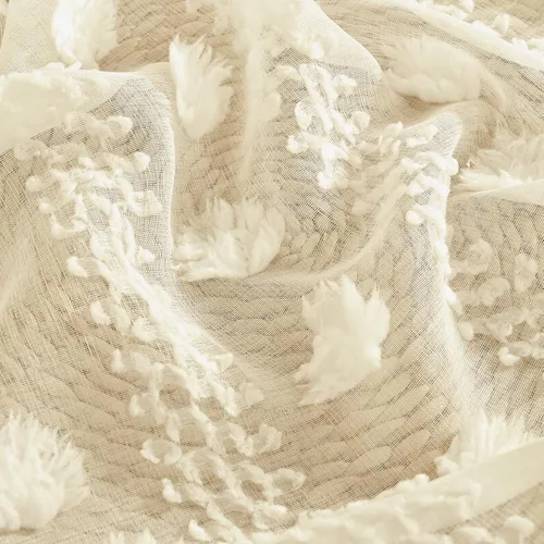Miniatura 9 de BGment Cortinas traslúcidas con pompones de 63 pulgadas de largo, cortinas bohemias texturizadas filtrantes de luz con bolsillo para barra y pestaña