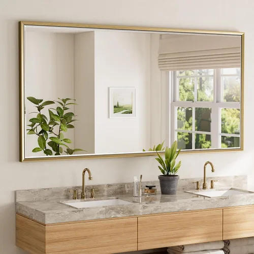 Miniatura 26 de Espejo de baño negro, espejo de baño biselado de 16 x 24 pulgadas para pared, espejo con marco negro antioxidante para decoración de baño, sala