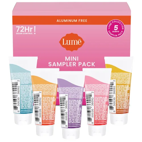 Miniatura 2 de Lume Desodorante de cuerpo entero, paquete de 5 muestras – Minis de crema invisible – Control de olores de 72 horas – Sin aluminio ni bicarbonato