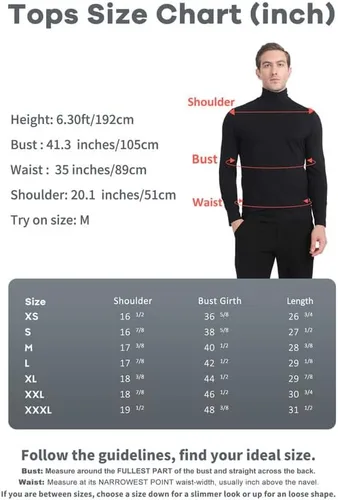 Miniatura 5 de Subuteay Camisas térmicas para hombre con forro polar, manga larga, capa base de compresión