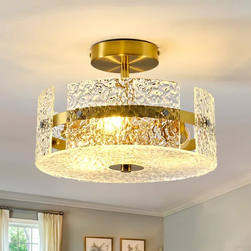 Miniatura 17 de ZGLAOJT Lámpara de techo semiempotrada de 4 luces, color negro mate con base E26, candelabro moderno para casa de campo, cocina, comedor