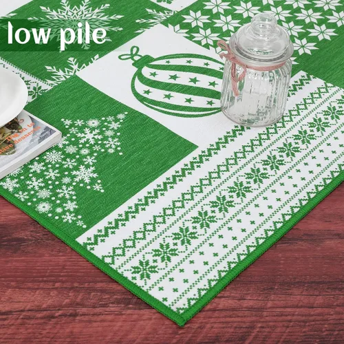 Miniatura 5 de Alfombra de interior de Navidad con texto en inglés «Merry Christmas», antideslizante, festiva, decoración de vacaciones, alfombra de Navidad