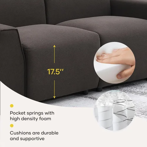 Miniatura 5 de LUMISOL Sofás de asiento profundo para sala de estar, moderno sofá tapizado de 3 plazas, cómodo sofá de dos plazas de gran tamaño, sofá nube