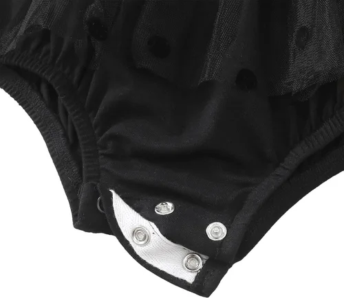 Miniatura 6 de ROMPERINBOX Vestido de verano negro con volantes para bebé, recién nacido, de tul para recién nacido, de 0 a 24 meses