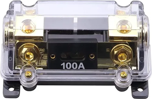 ZOOKOTO Portafusibles de 100 A, audio estéreo para automóvil, soporte de fusibles ANL en línea de calibre 0, 2, 4, con fusible ANL de 100 amperios,