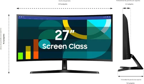 Miniatura 3 de Samsung Monitor de computadora curvo FHD 1800R Essential S3 (S36GD) de 27 pulgadas, 100Hz, modo de juego, comodidad ocular avanzada, puertos HDMI