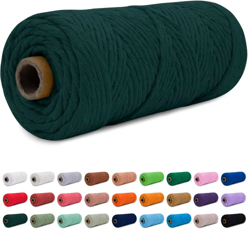 Miniatura 31 de CAMAL Cordón de macramé de 0.157 in x 109 yardas (328.1 ft), cuerda de algodón de color para tejer, manualidades, colgar en la pared, proyectos