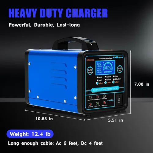Miniatura 7 de Cargadores de batería de coche de 12 V/24 V resistentes, mantenedor de batería automático de 15 A con apagado automático, reparación, modo