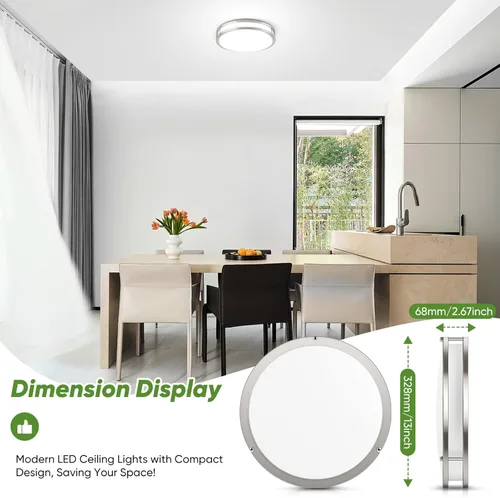 Miniatura 5 de Lámpara de techo LED de montaje empotrado de 36 W, lámpara de techo LED de 13 pulgadas 3600 LM, lámpara de techo moderna 2700 K/3000 K/4000 K/5000