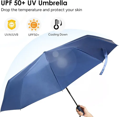 Miniatura 4 de travel inspira Reverse Umbrella Automatic OpenClose, Inverted Folding Umbrella with Reflective Stripes UPF 50+ 99% UV Protection Compact Heavy-Duty