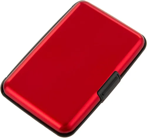 Miniatura 20 de Porta tarjetas de crédito pequeño con bloqueo RFID, cartera metálica delgada, mini, de aluminio, funda dura para mujeres y hombres