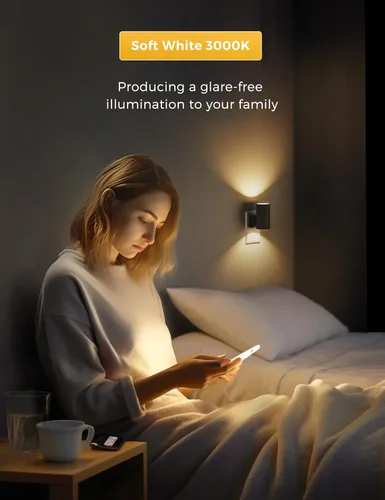 Miniatura 8 de L LOHAS LED Luz nocturna enchufable, paquete de 4, luces nocturnas regulables enchufables a la pared, luz nocturna con sensor de luz, blanco suave