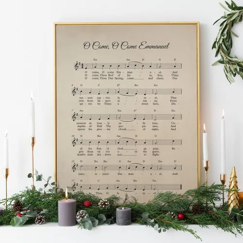 Miniatura 7 de NATVVA Oh Holy Night - Lámina de música para pared, impresión artística de himno de Navidad, villancico, pintura en lienzo para sala de estar
