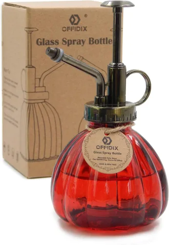 Miniatura 16 de OFFIDIX Botella rociadora de vidrio transparente, 6.3 pulgadas de alto, estilo vintage con bomba superior de plástico de bronce, regadera de vidrio