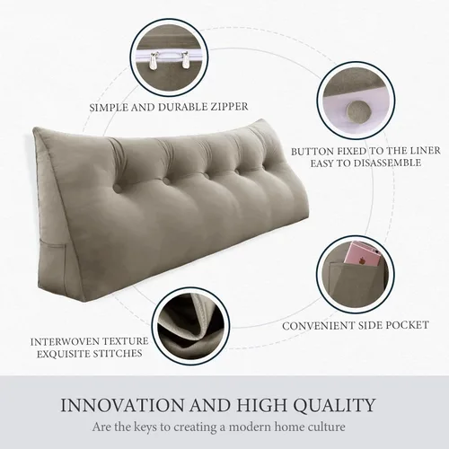 Miniatura 3 de Almohada para cabecero – Almohada de cama grande 3 en 1 como almohada de lectura de cuña, almohada grande para sofá cama diurna o respaldo