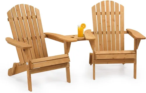 Miniatura 16 de VINGLI Silla Adirondack plegable, sillas Adirondack de madera para exteriores, sillas plegables para fogata para patio, barbacoa, porche, patio