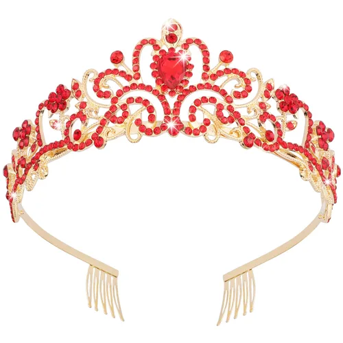 Miniatura 20 de Didder - Diadema con corona de tiara de cristal dorado. Elegante corona con peines para princesa, para mujeres y niñas, ideal para novias, bodas, 02