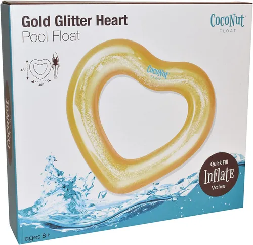 Miniatura 7 de CocoNut Float Glitter Heart Pool Floats – Inflatable Pool Rings – Durable Long Lasting Lounge Tubes and Water Toys – Fun Decoration for Parties